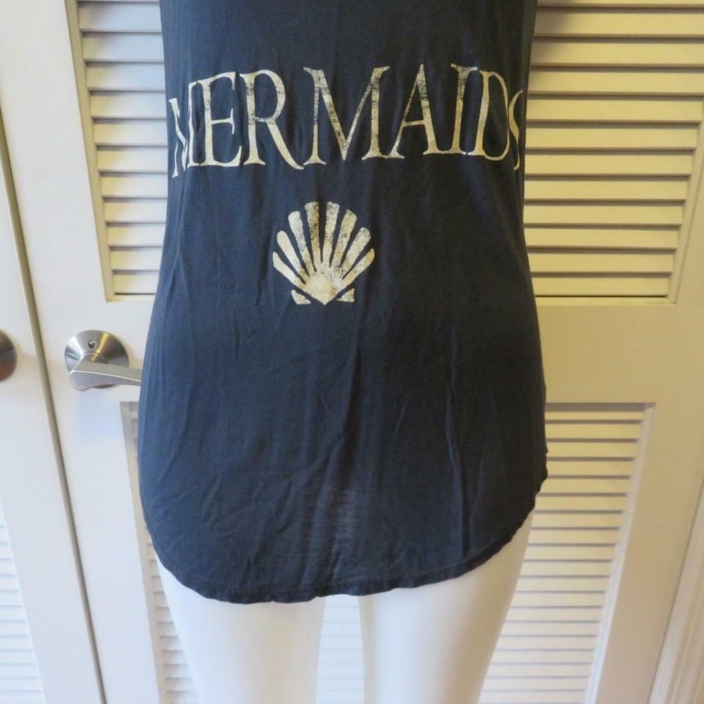 NEW WOMENS BROKEDOWN NAVY BLUE OFF-SHOULDER "LET'S BE MERMAIDS" TOP SIZE S * - Picture 4 of 8
